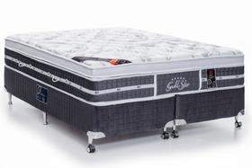 Cama Box King Castor Super Luxo Latex Grand Plush One Face 193x203x57 + Box Castor Cinza