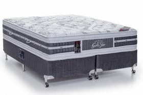 Cama Box King Castor Super Luxo Latex Plush Double Face 193x203x63 + Box Castor Cinza