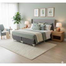 Cama Box King Castor Super Luxo Latex Slx One Face 193x203x57 + Box Castor