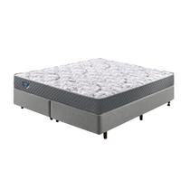 Cama Box King Cinza + Colchão Adapto Ecoflex Mola Ensacada 193x203