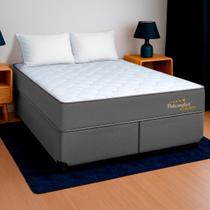 Cama Box King Cinza+Colchão Esmeralda Molas E. PoliConfort