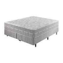 Cama Box King Cinza + Colchão Molas Ensacadas Alabama 193x203x61cm