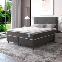Cama Box King Cinza E Colchão King Molas Ensacadas Individualmente Bertha 193x203x64cm Umaflex