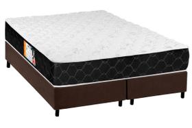 Cama Box King: Colchão Espuma D33 Castor Black e White + Base CRC Suede Brown(193x203)