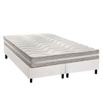 Cama Box King: Colchão Espuma D33 Paropas D45/ Pro Sono Double Face Prata + Base CRC Courano White (193x203)
