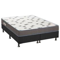 Cama Box King: Colchão Espuma Ortobom D33 Light Saúde + Base CRC Suede Cinza(186x198)