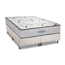 Cama Box King: Colchão Espuma Ortobom High Foam + Base CRC Courano White(193x203) Cama Box King: Colchão Espuma Ortobom High Foam + Base CRC Courano White(193x203)