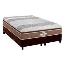 Cama Box King: Colchão Espuma Probel D33/EP Guarda Costas Próintense Plus + Base CRC Suede Brown(193x203)