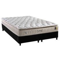 Cama Box King: Colchão Molas Ensacadas Anjos MasterPocket Confortable + Base CRC Suede Preto(193x203)