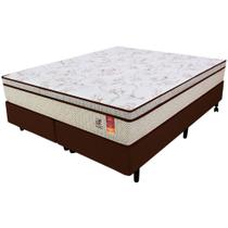 Cama Box King Colchão Molas Ensacadas + Box Microfibra Marrom Bf Colchões 193x203x57cm