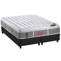 Cama Box King: Colchão Molas Ensacadas Castor Pocket Light Stress Oxygen New One Face + Base CRC Suede Cinza(193x203)