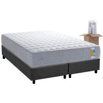 Cama Box King: Colchão Molas Ensacadas Herval Bumpcore + Base CRC Suede Gray (193x203)