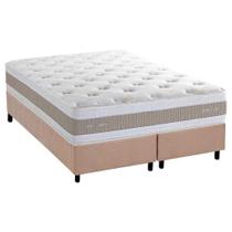 Cama Box King: Colchão Molas Ensacadas Herval Royals Sleep C1666 + Base CRC Suede Clean (193x203x35)