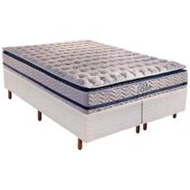 Cama Box King: Colchão Molas Ensacadas Paropas MasterPocket Blue + Base CRC Rústico Branco(193x203)