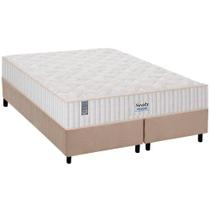 Cama Box King: Colchão Molas Ensacadas Plumatex MasterPocket Miami + Base CRC Suede Bege(193x203)