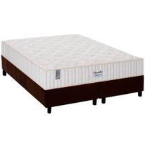 Cama Box King: Colchão Molas Ensacadas Plumatex MasterPocket Miami + Base CRC Suede Marrom(193x203)