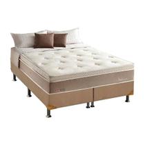 Cama Box King: Colchão Molas Herval Maxspring Diplomat + Base CRC Suede Clean(193x203)