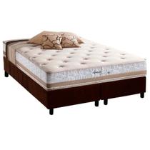Cama Box King: Colchão Molas Herval Maxspring Spain + Base CRC Suede Marrom(193x203) Cama Box King: Colchão Molas Herval Maxspring Spain + Base CRC Suede Marrom(193x203)