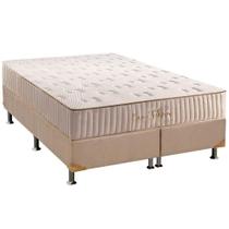 Cama Box King: Colchão Molas MasterPocket Ensacadas Paropas Eco Fibra + Base CRC Suede Bege(193x203)