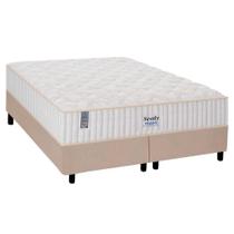 Cama Box King: Colchão Molas MasterPocket Ensacadas Sealy Miami + Base CRC Suede Bege(193x203)