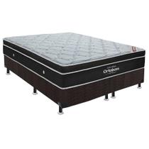 Cama Box King: Colchão Molas Ortobom SuperPocket Elegant + Base CRC Suede Black(193x203)