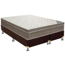 Cama Box King: Colchão Molas Ortobom SuperPocket Light + Base CRC Suede Marrom(186x198)