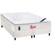 Cama Box King: Colchão Molas Pocket Ensacadas Castor Gold Star SLX Vitagel One Face + Base CRC Courano White(193x203)