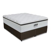 Cama Box King Colchão Molas Pocket Ensacadas Tower 193x203x72cm Branco / Marrom - Gazin