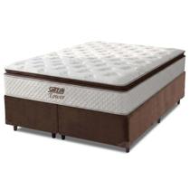 Cama Box King Colchão Molas Pocket Ensacadas Tower 193x203x72cm Branco / Marrom