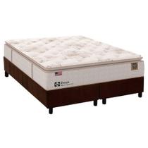 Cama Box King: Colchão Molas Sealy Posturepedic Doux Confort + Base Suede Marrom(193x203)