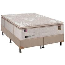 Cama Box King: Colchão Molas Sealy Posturepedic Royal Comfort Plus + Base CRC Suede Bege(193x203)