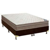 Cama Box King: Colchão Molas SuperPocket Ensacadas Ortobom Light Saúde + Base CRC Suede Marrom(186x198)