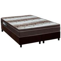 Cama Box King: Colchão Ortopédico Ortobom Wood Light + Base CRC Suede Brown(186x198)