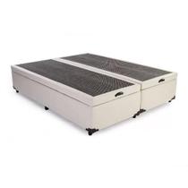 Cama Box King Com Baú Bipartido, Sintético Bege RC