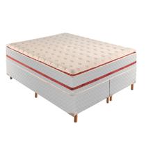 Cama Box King com Colchão de Molas Ensacadas 32x193x203cm e Base Mônaco Branco/Rustico/Bordo Paropas By Ecosono Cama Box King com Colchão de Molas Ensacadas 32x193x203cm e Base Mônaco Branco/Rustico/Bordo Paropas By Ecosono
