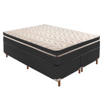 Cama Box King com Colchão de Molas Extrapedic 28x193x203cm e Base Íris