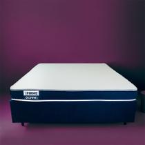 Cama Box King com Colchão Guldi Duplo Plus D28 Branca e Azul
