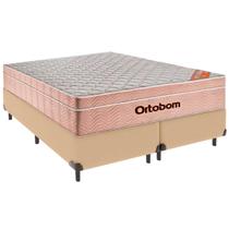 Cama Box King e Colchão Airtech Spring Pocket Molas Ensacadas Ortobom Ocre