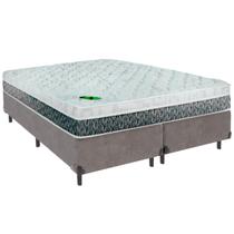 Cama Box King e Colchão Aspen Molas Ensacadas Luckspuma Cinza Cama Box King e Colchão Aspen Molas Ensacadas Luckspuma Cinza