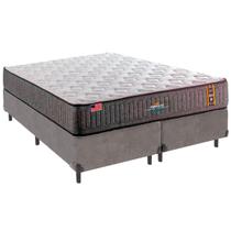 Cama Box King e Colchão Embrace Molas Ensacadas King Coil Cinza