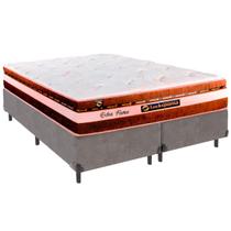 Cama Box King e Colchão Esplendor Molas Ensacadas Luckspuma Cinza Cama Box King e Colchão Esplendor Molas Ensacadas Luckspuma Cinza