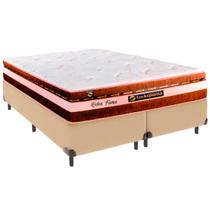 Cama Box King e Colchão Esplendor Molas Ensacadas Luckspuma Ocre