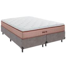 Cama Box King e Colchão Hera Molas Ensacadas Colchobel Cinza Cama Box King e Colchão Hera Molas Ensacadas Colchobel Cinza