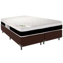 Cama Box King e Colchão Roma Molas Ensacadas Luckspuma Marrom