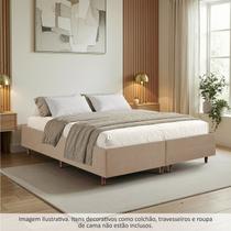 Cama Box King Estofada em Madeira Maciça Base Reforçada Santorini Espresso Móveis Bege/Dourado Cama Box King Estofada em Madeira Maciça Base Reforçada Santorini Espresso Móveis Bege/Dourado