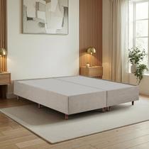 Cama Box King Estofada em Madeira Maciça Base Reforçada Santorini Espresso Móveis