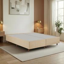 Cama Box King Estofada em Madeira Maciça Base Reforçada Santorini Espresso Móveis