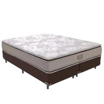 Cama Box King Marrom e Colchão Four Season Molas V-Tech