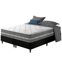 Cama Box King Preto + Colchão Molas Ensacadas Miami 193x203x59cm - Zidi