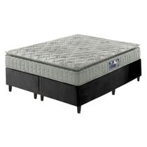 Cama Box King Preto + Colchão Ortopedico Espuma D33 Pillow Top Hanover One 193x203x59cm